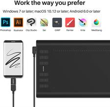 HUION Inspiroy H1060P Graphics Drawing Tablet with 8192 Pressure Sensitivity Battery-Free Stylus and 12 Customized Hot Keys, 10 x 6.25 inches Digital Art Tablet for Mac, Windows PC and Android