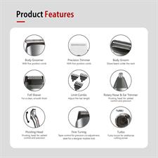 Mr.Light 6019 Rechargeable 8 in 1 Grooming Kit with Pivoting Head & Titanium Blade(40mins)