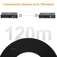 KVM Extender 4K 120M Receiver,4K HDMI KVM Extender Over cat5e/6 ethernet Cable 120M HDMI USB Extender Video Audio Transmitter Receiver Support Keyboard Mouse