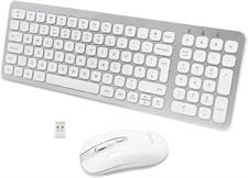 EONO Wireless Keyboard and Mouse Set Ultra Slim Cordless Mouse and Keyboard Combo, Quiet Keys, Adjustable DPI, Ergonomic QWERTY UK Layout Keyboard and Mouse for Windows Computer Laptop