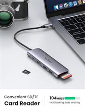 UGREEN USB C Hub 6 in 1 Dongle to HDMI 4K 2 USB 3.0 Ports SD TF Card Reader 100W PD Charging Adapter Dock Station for MacBook Pro Air 2020 2019 2018 Galaxy Note 10 S10 S9 S8 Surface Go XPS 13 15