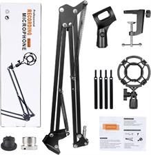 HAUEA Professional Adjustable Microphone Stand Microphone Arm with Spider and Adapter for Studio TV Program Recording, Compatible with Blue Yeti Microphone (Microphone Arm)