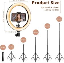 Ring Light 10" with 67" Extended Tripod Stand & Phone Holder for YouTube Video, Camera Led Ring Light for Streaming, Makeup, Selfie Photography Compatible with iPhone Android