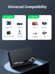 UGREEN HDMI Switch 3 in 1 Out 4K HDMI Splitter with Remote Supports HDR CEC 3D HDCP1.4 HDMI 3 Port Box Hub 4K 30Hz, Compatible with Switch/Switch 2 PS5 PS4 Xbox Fire Stick Apple TV PC
