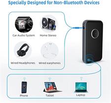 Car Bluetooth AUX Adapter, ZIOCOM Bluetooth 5.0 Receiver with Handsfree Calls, Built-in Battery, Dual Connection, Aux To Bluetooth Adapter for Car/Home Music Streaming System/Speakers