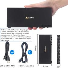 KCEVE 4 Ports KVM Switch, 4 In 1 Out HDMI KVM Switcher Box Support 4K @ 60Hz