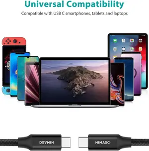 Nimaso USB Type C to USB C Cable 3.1 Gen 2 2 m, 100 W USB C Cable PD Fast Charging Cable E-Mark Chip SuperSpeed 10 Gbps for MacBook Pro, MacBook Air 2025, iPad Pro 2025/2018/11/12.9, iPad Mini 6