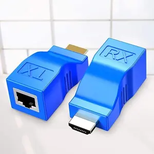 HDMI Extender Adapter, HDMI to RJ45 Ethernet Network Converter Over by Cat5-e/6 Cable Splitter 1080p up to 30m/98ft Repeater for HDTV HD TV DVD PS4 STB