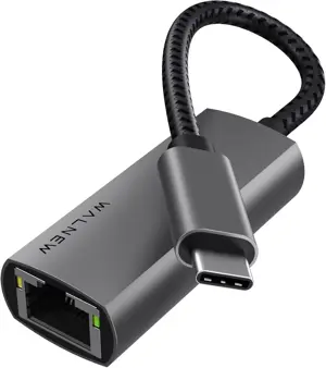 WALNEW USBC to RJ45 Lan Adapter, Gigabit Cat Network Cable Converter to Type C Thunderbolt 3 for Mac,MacBook Pro/Air,iPad 10th,Dell XPS,Chromebook,Surface,Samsung Galaxy Tab