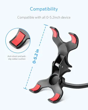 BESTEK BTIH600BK Gooseneck Phone Holder, Lazy Bracket Holder 360° Swivel for iPhone and other Smart Phones for Bedroom, Office, Bathroom, Kitchen, Black