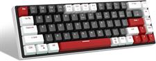 MageGee 60% Mechanical Gaming Keyboard, 68 Keys Compact Blue LED Backlit Gaming Keyboard, SKY68 Wired Ergonomic Mini Office Keyboard for Windows PC Gamer (Red Switch, White & Black)