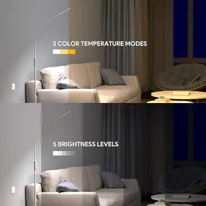 LED Floor Lamp with 3 Color Temperatures & 5 Brightness Levels, Gladle Dimmable Tall Bright Light for Living Room Bedroom Office, Adjustable Minimalist Reading Standing Lamp Works with Smart Plug