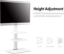 FITUEYES FT-S3602MW Floor TV Stand with IRON BASE 3 Shelves for 32 to 65 Inch Screens Swivel Tilt Adjustable Height Hold 40kg Max VESA 600x400mm - White
