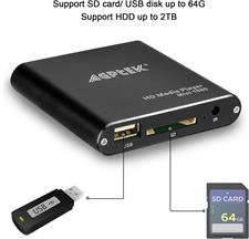 AGPTEK Mini Full HD 1080P Digital Media Player with Remote Control for MP3, WMA, OGG, AAC, FLAC, APE, AC3, DTS, ATRA Supports HDMI CVBS & YPbPr Video Output