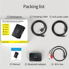 Mokeum Bluetooth 5.0 Audio Adapter, M6 NFC Bluetooth Transmitter Receiver FM Transmitter 3 in 1, 3.5mm AUX/RCA Wireless Audio Receiver for TV, PC, Speaker, Smart Phones Plug and Play