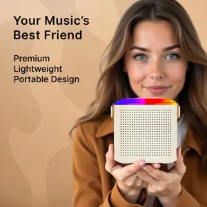 Mini Bluetooth Speaker, Wireless Karaoke Mic, 8Hrs Playtime, Vivid RGB Lights, Voice Effects, Multi-Play Modes BT5.1/TF Card & Type-C Charging (White)