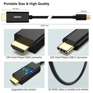 BENFEI USB C to HDMI 6 Feet Cable, USB Type-C to HDMI Cable, Thunderbolt 3/4 Compatible with iPhone 15 Pro/Max, MacBook Pro/Air 2023, iPad Pro