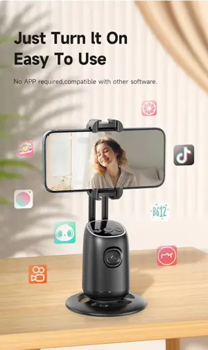 P05 AI Intelligent Tracker Gimbal Stabilizer Combo | 360° Auto Face Tracking | Smart Gesture Control | No App Required | Selfie Vlogging Camera with Wireless Mic for Seamless Recording