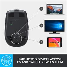 Logitech MX Anywhere 2S Wireless Mouse Use On Any Surface, Hyper-Fast Scrolling, Rechargeable, Control Up to 3 Apple Mac and Windows Computers and Laptops (Bluetooth or USB)