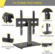 AM (Alphamount) APTVS17 Universal Swivel TV Stand,Table Top TV Stand for Most 32''-60'' LCD & LED