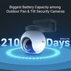 EZVIZ CB8 2K Wireless PTZ Outdoor Security Camera with Solar Panel, Battery/Solar Powered, Auto-Tracking, Color Night Vision, 2-Way Talk, Human Detection, Waterproof, 256G SD/iCloud Storage