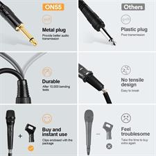 OneOdio ON55 Wired Karaoke Microphone w/ 16.4ft XLR Cable, Mic Clips, Metal Female, ON/Off Switch - Vocal Dynamic Mic for Singing, Speech, Wedding, Outdoor Activities - Cord Handheld