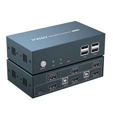 PWAY HDMI KVM Switch 2 Port Dual Monitor Support 4K@30Hz Windows/Linux/Mac System
