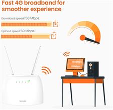 Tenda 4G06 300 Mbps 4G Volte Cat 4 Mobile Wi-Fi Router, 4G LTE Router, Sim Slot Unlocked, No Configuration Required, RJ11 Ports Voice
