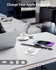 Wireless Charger, Magnetic Foldable 3 in 1 Mag-Safe Charger, Fast Travel Wireless Charging Station for iPhone 15/14/13/12/ Series,for iWatch,for AirPods