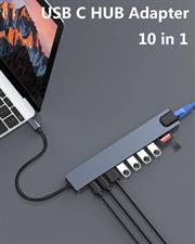 USB C HUB, 10 in 1 USB C Adapter with 4K HDMI, 100W PD, USB C Port, USB 3.0, RJ45 Ethernet, SD/TF Card Reader, Docking Station Compatible with MacBook Pro/Air USB C Laptops and Other Type C Devices