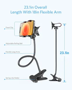 BESTEK BTIH600BK Gooseneck Phone Holder, Lazy Bracket Holder 360° Swivel for iPhone and other Smart Phones for Bedroom, Office, Bathroom, Kitchen, Black