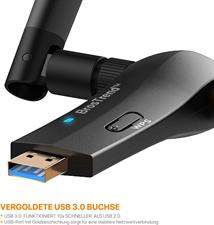 BrosTrend AC1200 USB WiFi Stick, WiFi Adapter for Desktop Laptop PC with Windows 11/10/8/7 High Range, Dual WiFi up to 867Mbps 5GHz, 300Mbps 2.4GHz, with Two 5dBi Antennas, USB3.0