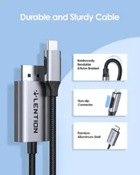 LENTION 6FT USB C to DisplayPort Cable (4K@60Hz,2K@165Hz) for Mac,Windows,Linux OS,Compatible iPad/Surface/Mac Air,Dell,XPS,etc (CU708-2M,Rose Gold)