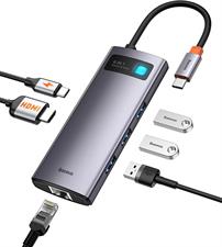 Baseus 6-in-1 USB C Hub, Type C Hub to 4K/30Hz HDMI Adapter with 100W