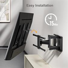 Perlegear TV Wall Bracket for 37-84 Inch Flat/Curved TVs up to 60kg, Swivel Tilt TV Bracket Max.VESA 600x400mm, Full Motion TV Wall Mount with Dual Arm