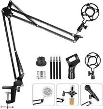 HAUEA Professional Adjustable Microphone Stand Microphone Arm with Spider and Adapter for Studio TV Program Recording, Compatible with Blue Yeti Microphone (Microphone Arm)