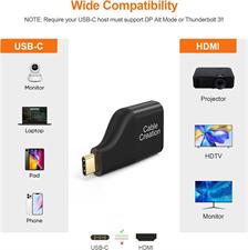 CableCreation USB C to HDMI Mini Adapter, Portable Type C to HDMI Female 4K Aluminum Converter, Thunderbolt 3 Compatible for MacBook Pro 2019/2018,Galaxy 22 Ultra,S9/8,Surface Book 2, XPS 13, Black