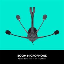 Logitech H111 Wired Headset, Stereo Headphones with Noise-Cancelling Microphone, 3.5 mm Audio Jack, PC/Mac/Laptop/Smartphone/Tablet - Black