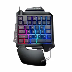 Mini One-Hand Mechanical Keyboard Gaming Keyboard 35 Keys Colorful Backlit Game Keyboard G92 Black