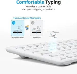 OMOTON KB515 Full-sized Wireless Keyboard for Apple MacBook Pro/Air, iMac, iMac Pro, Mac Mini/Pro, Battery-powered, Multi-Device (White)