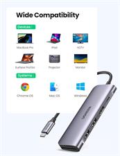 UGREEN USB C Hub 6 in 1 Dongle to HDMI 4K 2 USB 3.0 Ports SD TF Card Reader 100W PD Charging Adapter Dock Station for MacBook Pro Air 2020 2019 2018 Galaxy Note 10 S10 S9 S8 Surface Go XPS 13 15
