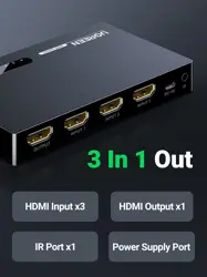 UGREEN HDMI Switch 3 in 1 Out 4K HDMI Splitter with Remote Supports HDR CEC 3D HDCP1.4 HDMI 3 Port Box Hub 4K 30Hz, Compatible with Switch/Switch 2 PS5 PS4 Xbox Fire Stick Apple TV PC