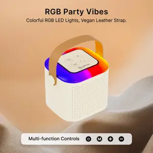 Mini Bluetooth Speaker, Wireless Karaoke Mic, 8Hrs Playtime, Vivid RGB Lights, Voice Effects, Multi-Play Modes BT5.1/TF Card & Type-C Charging (White)