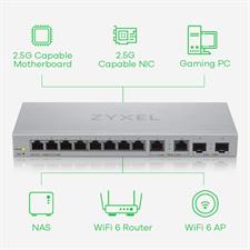 Zyxel Multi-Gig 12-Port Web Managed Switch with 2-Port 2.5G/2-Port 10G SFP+ Desktop  [XGS1210-12]