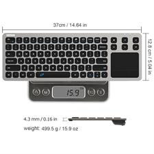 Arteck 2.4G Wireless Touch TV Keyboard with Easy Media Control and Built-In Touchpad Mouse Solid Stainless Ultra Compact Full Size Keyboard -Connected Computer, Smart TV, HTPC