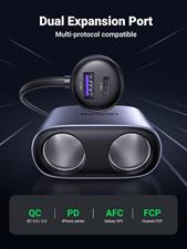 UGREEN USB A+C Car Charger with 2 Expansion Ports Cigarette Lighter Splitter PD3.0 QC3.0 Adapter Car Mobile Phone Charger