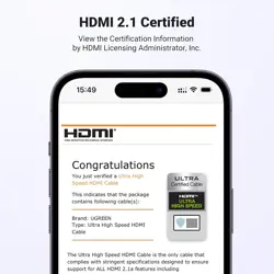 UGREEN 8K HDMI 2.1 Cable Certified 10FT, 10K Ultra High Speed HDMI Cord 4K 240Hz 48Gbps HDCP 2.2&2.3 eARC HDR Dolby Compatible for PS5 Xbox Series X/Switch 2/Roku TV/Laptop/Monitor/Mac mini M4 Pro
