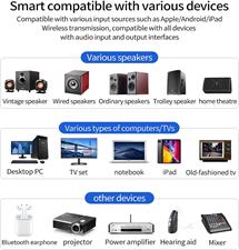 Mokeum Bluetooth 5.0 Audio Adapter, M6 NFC Bluetooth Transmitter Receiver FM Transmitter 3 in 1, 3.5mm AUX/RCA Wireless Audio Receiver for TV, PC, Speaker, Smart Phones Plug and Play