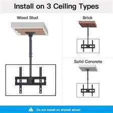 PERLESMITH PSCM2 Ceiling TV Mount for 26-65 inch Flat Screen Displays, Hanging Adjustable Ceiling TV Bracket Fits Most LCD LED OLED 4K TVs, Pole Ceiling Mount Holds up to 110lbs, Max VESA 400x400mm