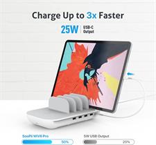 SooPii 70W Charging Station for Multiple Devices,5 Port Charging Dock with 15W Wireless Charger, 25W USB C PD/PPS Fast Charging for Samsung,lPad,lPhone 15/14/13/Xs/Max